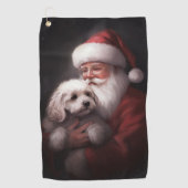 Poodle mit Weihnachtsmann Weihnachten Golfhandtuch (Vorderseite)