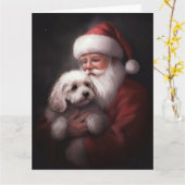 Poodle mit Weihnachtsmann Weihnachten Karte (Gelbe Blume)