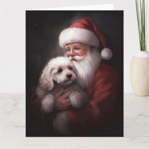 Poodle mit Weihnachtsmann Weihnachten Karte
