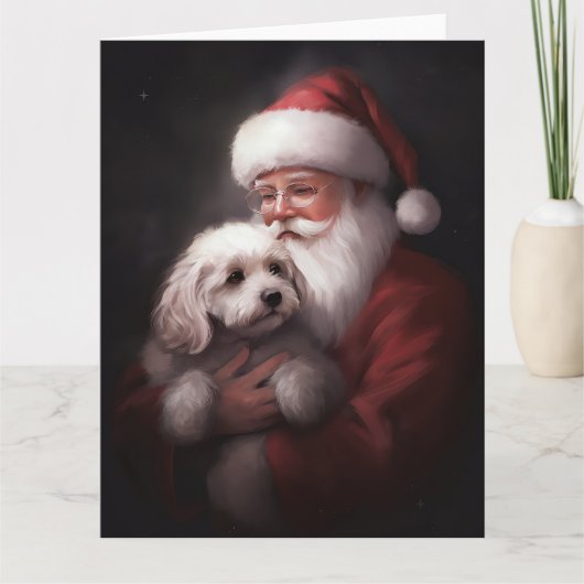 Poodle mit Weihnachtsmann Weihnachten Karte (Vorderseite)