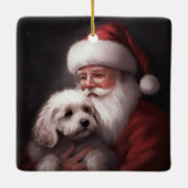 Poodle mit Weihnachtsmann Weihnachten Keramikornament (Rückseite)