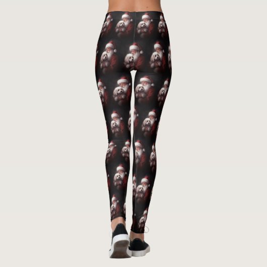 Poodle mit Weihnachtsmann Weihnachten Leggings (Rückseite)