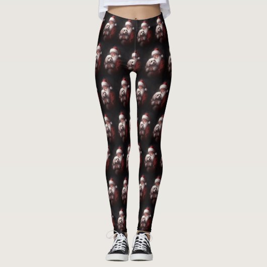 Poodle mit Weihnachtsmann Weihnachten Leggings (Vorderseite)