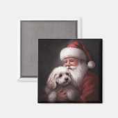 Poodle mit Weihnachtsmann Weihnachten Magnet (Vorderseite/Rückseite)