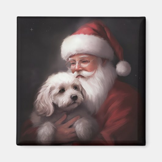 Poodle mit Weihnachtsmann Weihnachten Magnet (Vorne)