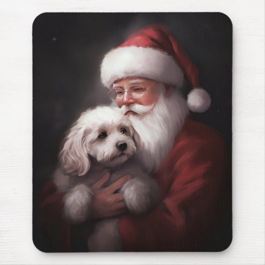 Poodle mit Weihnachtsmann Weihnachten Mousepad (Vorne)