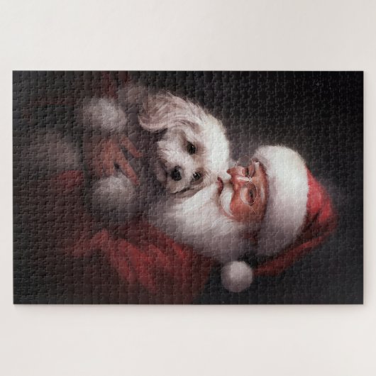 Poodle mit Weihnachtsmann Weihnachten Puzzle (Horizontal)