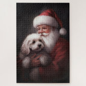Poodle mit Weihnachtsmann Weihnachten Puzzle (Vertikal)