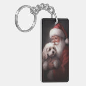 Poodle mit Weihnachtsmann Weihnachten Schlüsselanhänger (Vorderseite links)