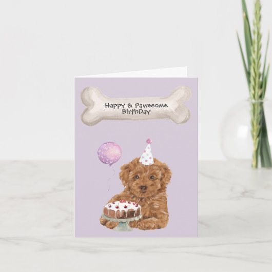 Poodle Mix Cavapoo Birthday Feiertagskarte (Vorderseite)