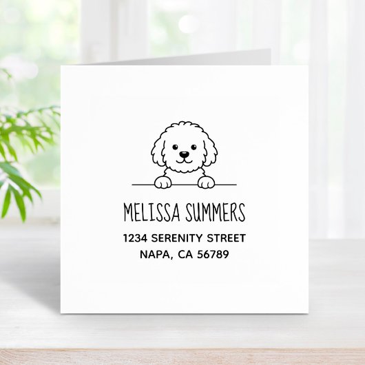 Poodle Mix Dog Doodle Pet Address Gummistempel
