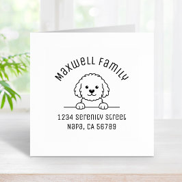 Poodle Mix Dog Doodle Pet Family Arch Address Gummistempel