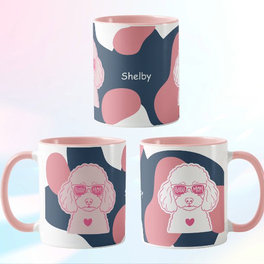 Poodle Mom Mug | Custom Name Pink Dog Sunglasses Tasse