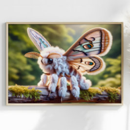 Poodle Moth Surreal Fluffy Moth Fantasy World Poster