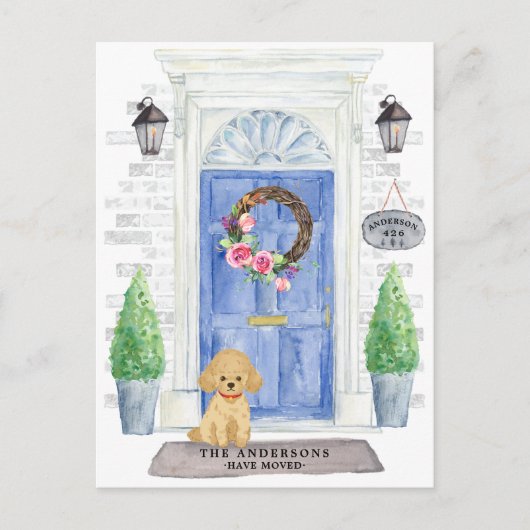 Poodle Moving Announction Postcard Postkarte (Vorderseite)