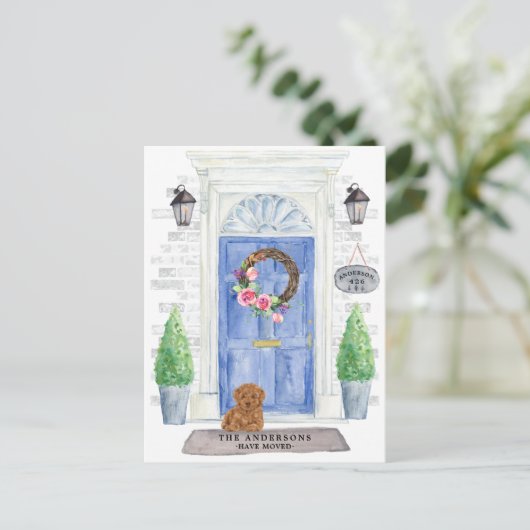 Poodle Moving Announction Postcard Postkarte (Stehend Vorderseite)