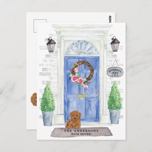 Poodle Moving Announction Postcard Postkarte (Vorne/Hinten)