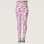 Poodle Muster Niedlich rosa Leggings (Vorderseite)