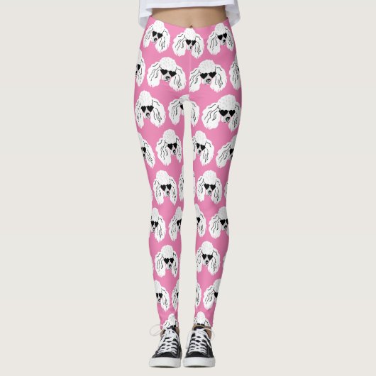 Poodle Muster Niedlich rosa Leggings (Vorderseite)