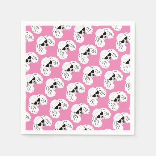 Poodle Muster Niedlich rosa Serviette (Vorderseite)