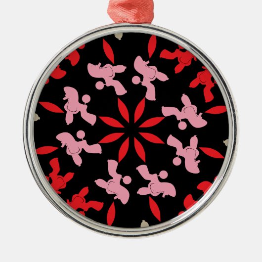 Poodle Muster Ornament Aus Metall (Vorne)