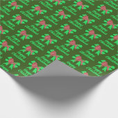 Poodle Niedlicher Weihnachtshund & Green Bow Green Geschenkpapier (Ecke)
