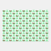 Poodle Niedlicher Weihnachtshund & Grüner Bow 3 Fa Geschenkpapier Set (Vorderseite 3)