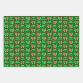 Poodle Niedlicher Weihnachtshund & Grüner Bow 3 Fa Geschenkpapier Set (Vorderseite 2)