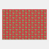 Poodle Niedlicher Weihnachtshund & Grüner Bow 3 Fa Geschenkpapier Set (Vorderseite)