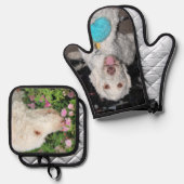 Poodle Ofenhandschuh & Topflappen-Set (Vorderseite/Rückseite)