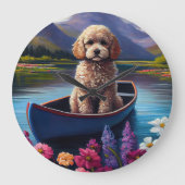Poodle on a Paddle: Ein Landschaftliches Abenteuer Große Wanduhr (Vorderseite)