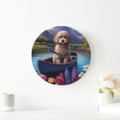 Poodle on a Paddle: Ein Landschaftliches Abenteuer Große Wanduhr (Zuhause)