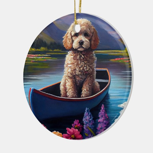 Poodle on a Paddle: Ein Landschaftliches Abenteuer Keramik Ornament (Links)