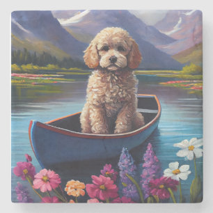 Poodle on a Paddle: Ein Landschaftliches Abenteuer Steinuntersetzer