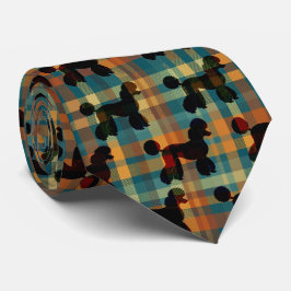 Poodle on Plaid Necktie Krawatte