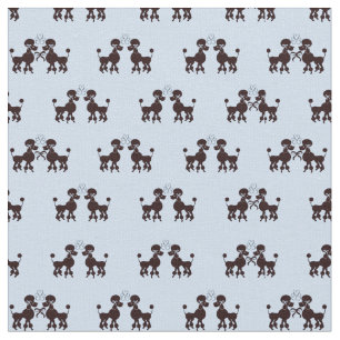 Poodle-paare-blauer Hintergrund Stoff