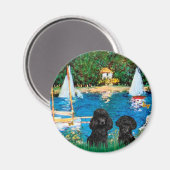 Poodle Pair (schwarz) - Segelboote Magnet (Vorderseite/Rückseite)