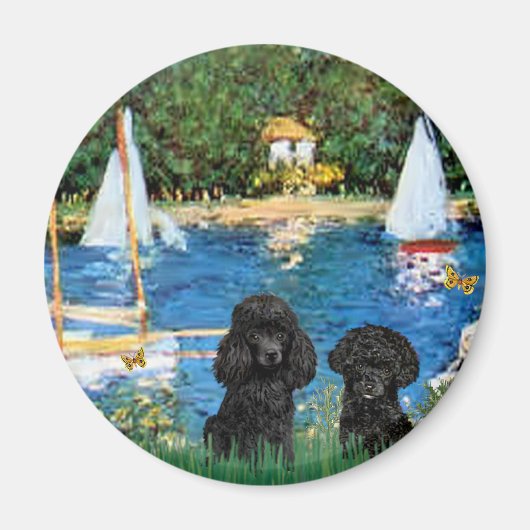 Poodle Pair (schwarz) - Segelboote Magnet (Vorne)