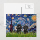 Poodle Pair (schwarz) - Starry Night Postkarte (Vorne/Hinten)