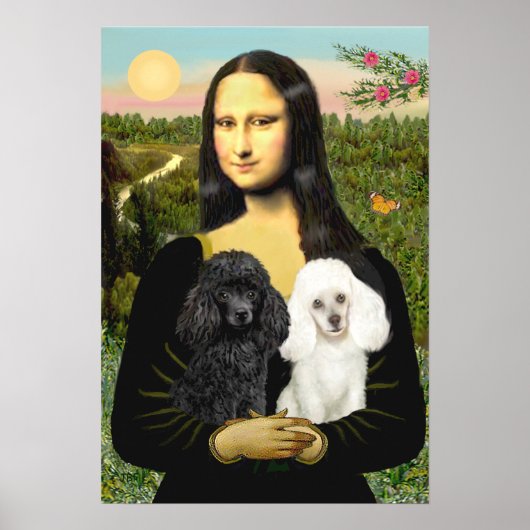 Poodle Pair (Schwarz + Weiß) - Mona Lisa Poster (Vorne)