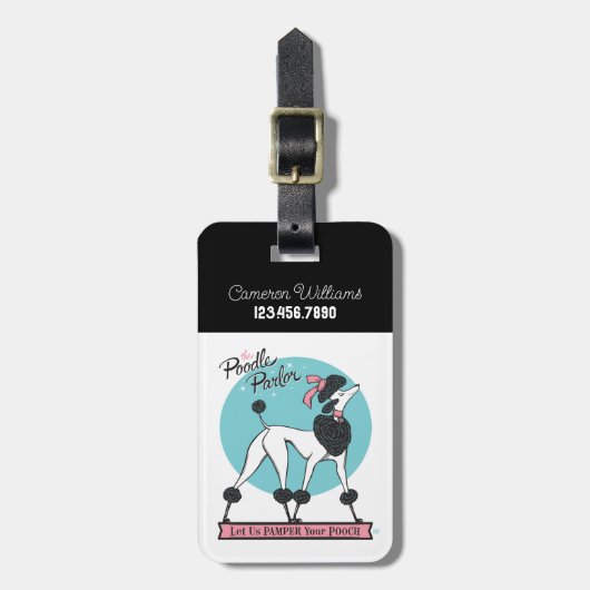 Poodle Parlor Gepäckanhänger (Vorderseite vertikal)