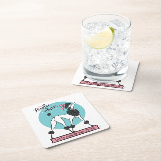 Poodle Parlor Rechteckiger Pappuntersetzer (Vor Ort)