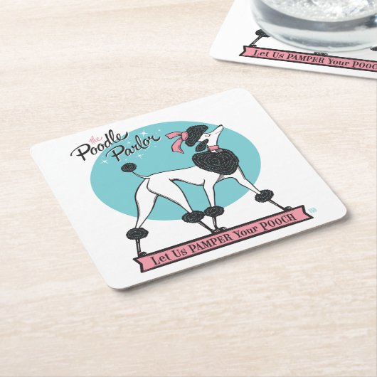 Poodle Parlor Rechteckiger Pappuntersetzer (angewinkelt)