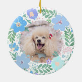 Poodle Pastel Blue Wreath Custom Photo Memorial Keramik Ornament (Hinten)