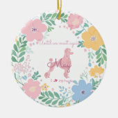 Poodle Pastel Pink Custom Photo & Name Memorial Keramik Ornament (Vorne)