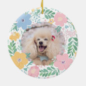 Poodle Pastel Pink Custom Photo & Name Memorial Keramik Ornament (Hinten)
