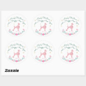 Poodle Pastel Pink Gift Wrap - Personal Text Runder Aufkleber (Blatt)