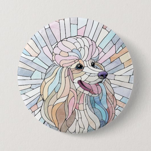 Poodle - pastellfarbene Mosaik Button (Vorderseite)
