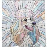 Poodle - pastellfarbene Mosaik Duschvorhang (Vorderseite)