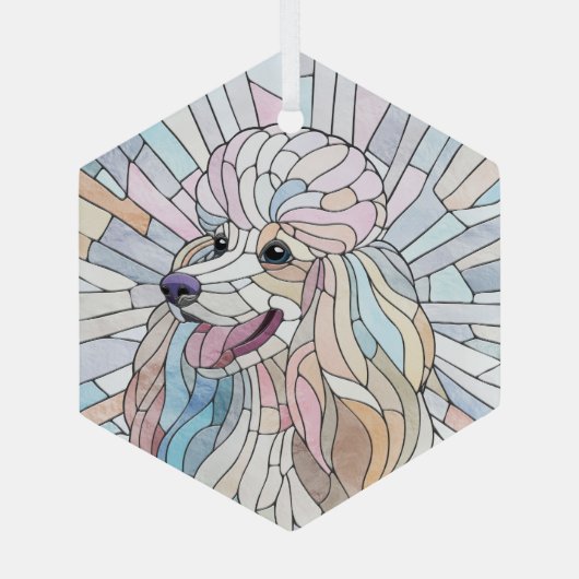 Poodle - pastellfarbene Mosaik Ornament Aus Glas (Rückseite)